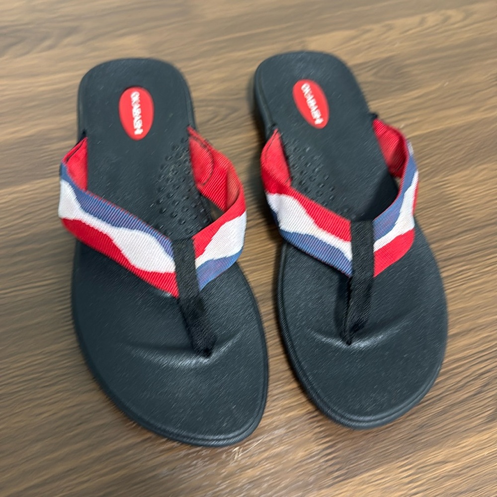 Okabashi Wave Red White Blue Patriotic Flip Flops‎